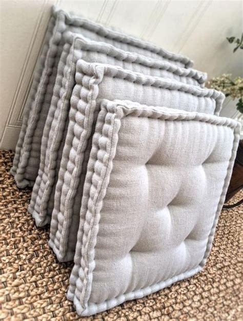 Set of 4 Seat Pads Box Cushions Handmade Tufted French - Etsy Australia ...