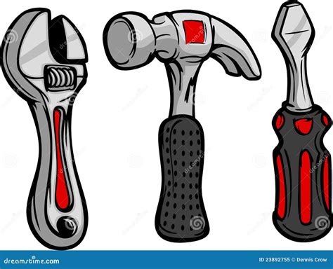 Cartoon Wrench Hammer And Driver Royalty Free Stock Photo - Image: 23892755