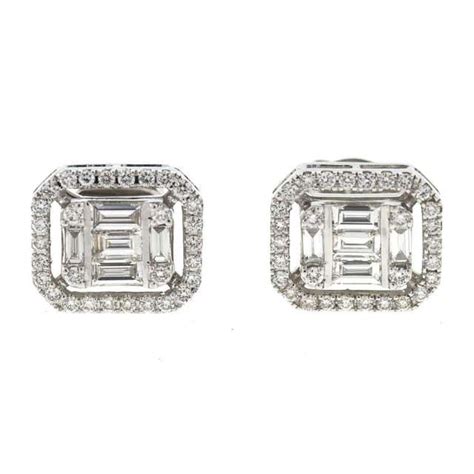 10 Karat White Gold Diamond Stud Earrings .75 Carat For Sale at 1stDibs | diamond stud earrings ...