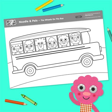 The Wheels On The Bus Free Printable Coloring Page | Noodle And Pals ...