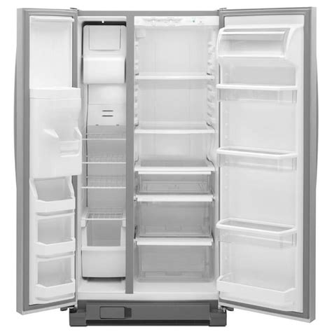 Maytag 22-cu ft Side-by-Side Refrigerator with Single Ice Maker (Monochromatic Stainless Steel ...