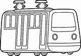 Tram Coloring Page Isolated For Kids Color Trolley Vector  sketch template