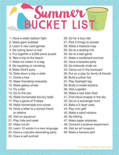 Summer Bucket List for Families - Fun Loving Families