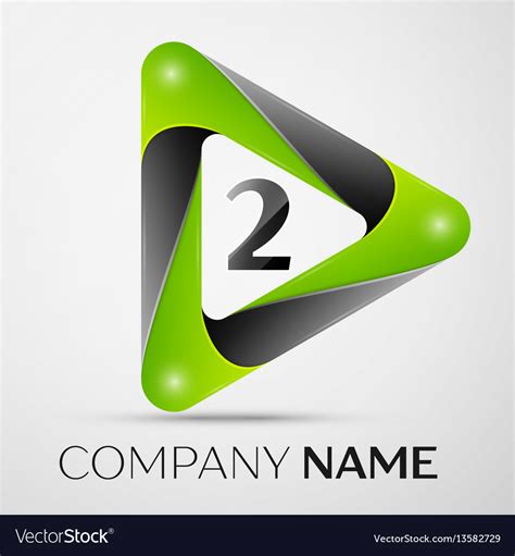 Number two logo symbol in the colorful triangle Vector Image