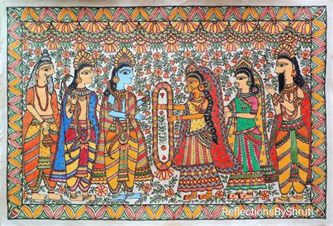 Ram Sita Vivah- Madhubani Painting(22"X15") - International Indian Folk Art GalleryMadhubani art ...