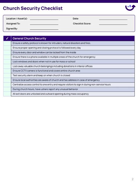 Church Security Checklist | Xenia Templates