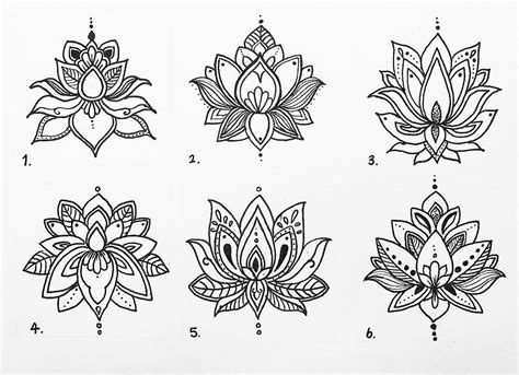 Dessin Lotus Mandala - Dessin de tatouage fleur mandala en couleur avec bijoux breloques | Fleur ...