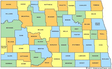 Printable North Dakota Maps | State Outline, County, Cities