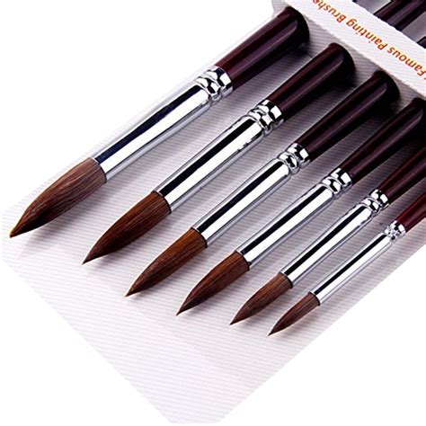 6pcs Round Point Tip Paint Brush Set Sable Hair Artist Quality Art Painting Brush: Amazon.co.uk ...