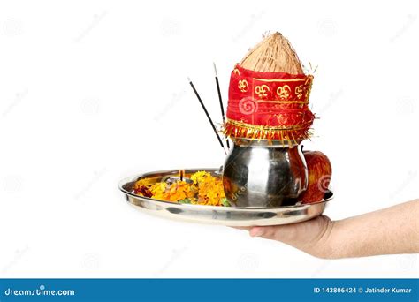 Picture of Hand is Holding Pooja Thali for Navratri Festival Stock Photo - Image of auspicious ...