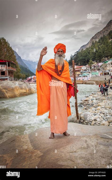 India, Uttarakhand, Gangotri. Himalaya. Pilgrimage site. Bhagirathi ...