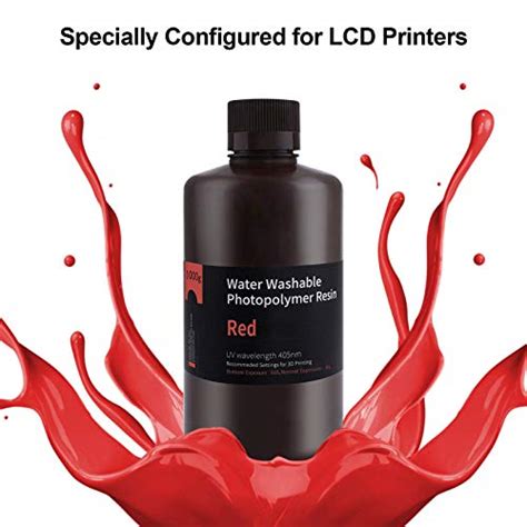 ELEGOO Water Washable 3D Printer Resin, Rapid LCD Resin 405nm UV-Curing Standard Photopolymer ...