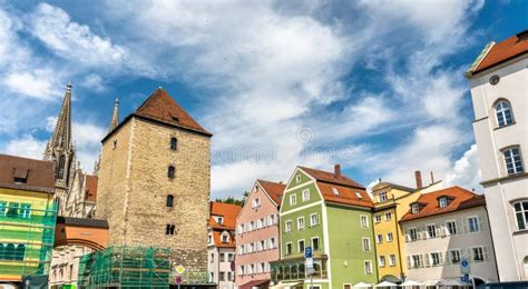 Buildings in the Old Town of Regensburg, Germany Stock Photo - Image of ...