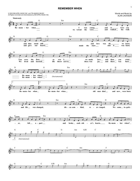 Alan Jackson - Remember When sheet music