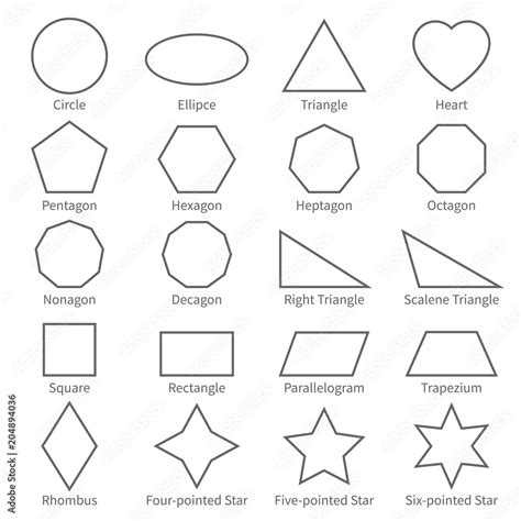 Vecteur Stock Basic geometric outline flat shapes. Educational geometry vector diagram for kids ...