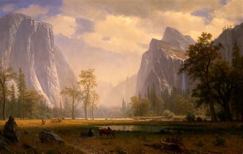 Regardant la vallée de Yosemite, 1863 de Albert Bierstadt (1830-1902 ...