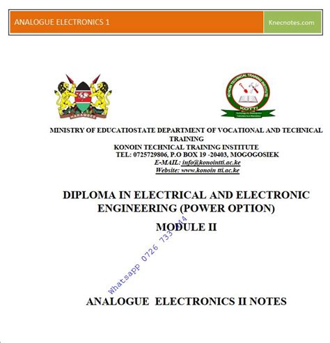 Analogue Electronics II KNEC Diploma notes - Pdf Ebooks