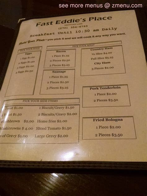 Online Menu of Fast Eddies Place Restaurant Restaurant, Benton ...