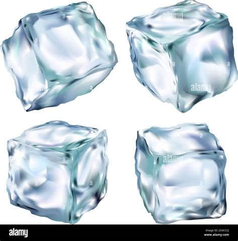 Ice cubes transparent vector 3d illustration realistic set. Water freeze Clip art for your ...