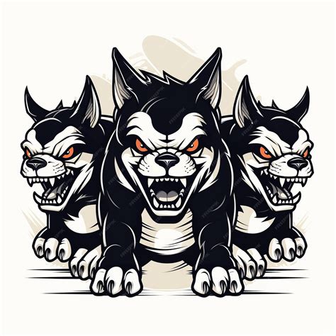 Premium AI Image | Cerberus Sticker Bold Graphic Design With Black And White Minimalism