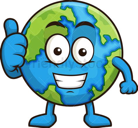 Happy Earth Cartoon Clipart Vector - FriendlyStock