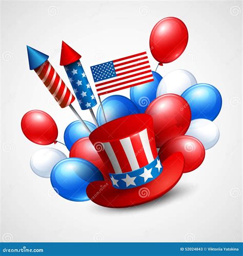 Independence Day Holiday Symbols. Vector Stock Vector - Illustration of banner, patriotism: 52024843