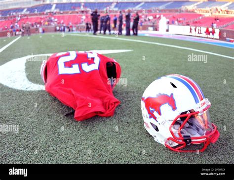 15 Oct 2010: .SMU Football Helmet after the game between the UCF Knights and the SMU Mustangs at ...