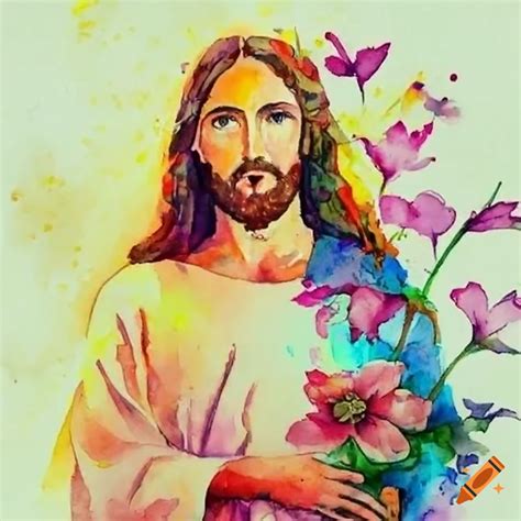 Jesus christ holding flowers on Craiyon