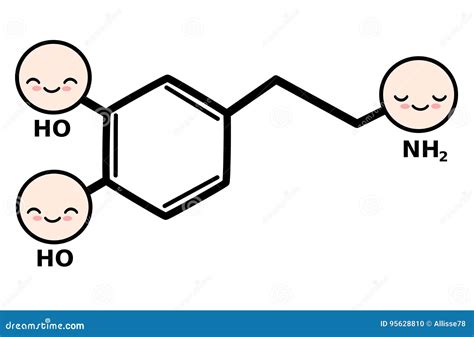 Cute Cartoon Dopamine Molecule Structure Vector Illustration Stock ...