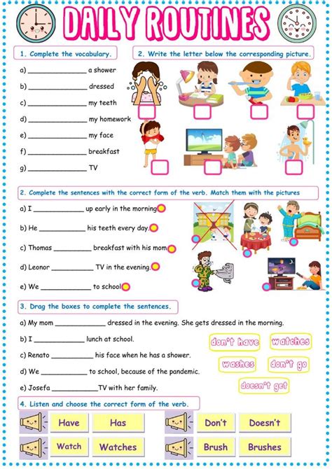 Daily routines worksheet - Interactive worksheet | Daily routine ...