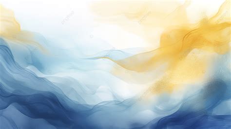 Vector Illustration Of Abstract Blue And Gold Watercolor Brush Strokes ...