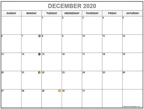 December 2020 Lunar Calendar | Moon Phase Calendar