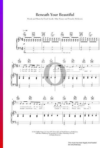 Beneath Your Beautiful (Emeli Sandé, Labrinth) Piano Sheet Music - OKTAV