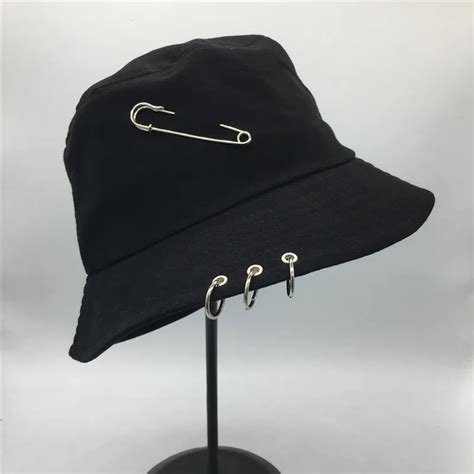 Hot selling 2019 Fashion K POP Iron Ring Bucket Hats popular style cap ...