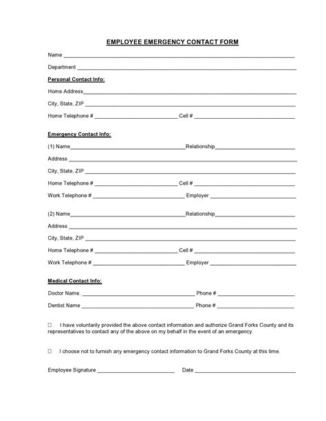 30 Printable Emergency Contact Forms (100% Free)