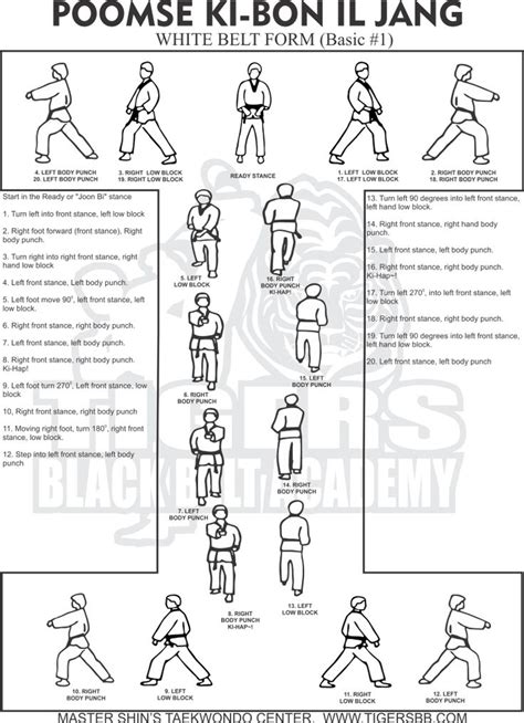 Easy to follow instructions to learn the taekwondo form for the White Belt Test. | Taekwondo ...