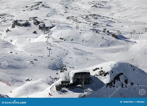 Winter Panorama with Ski Gondola Stock Photo - Image of majestic ...