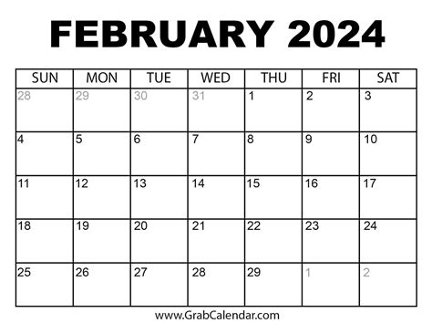 2024 February Calendar Printable Pdf Full - 2024 Calendar 2024 Printable