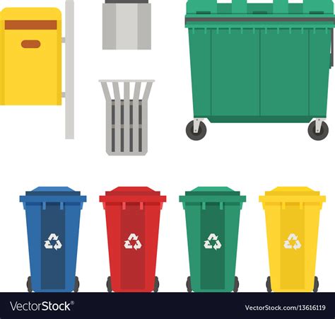 Garbage bins and trash cans set Royalty Free Vector Image