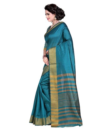 Hari Krishna Sarees Green and Blue Polycotton Saree - Buy Hari Krishna ...