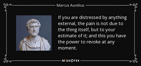 Marcus Aurelius quote: If you are distressed by anything external, the pain is...