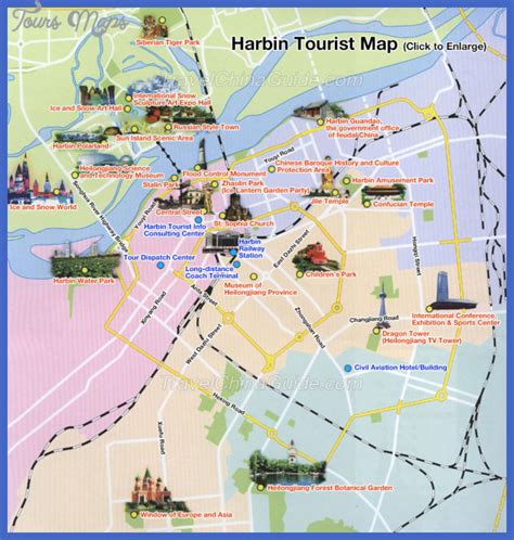 Harbin Map Tourist Attractions - ToursMaps.com