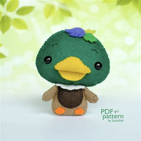 Felt Mallard Duck Toy Sewing Pdf Pattern, Cute Farm Animal, Felt Bird Digital Instant Download ...