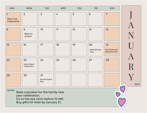 Cute January 2024 Calendar in EPS, Illustrator, JPG, Word, SVG ...