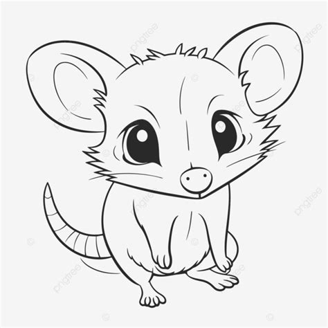 Cute Cute Rat Coloring Pages Vector Outline Sketch Drawing, Opossum Drawing, Opossum Outline ...