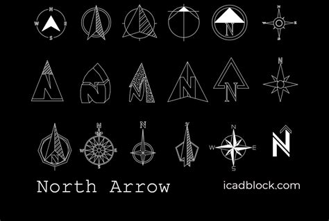 North arrow symbol CAD Block free download - iCADBLOCK