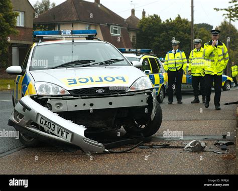 damaged Police car involved in road accident Stock Photo - Alamy