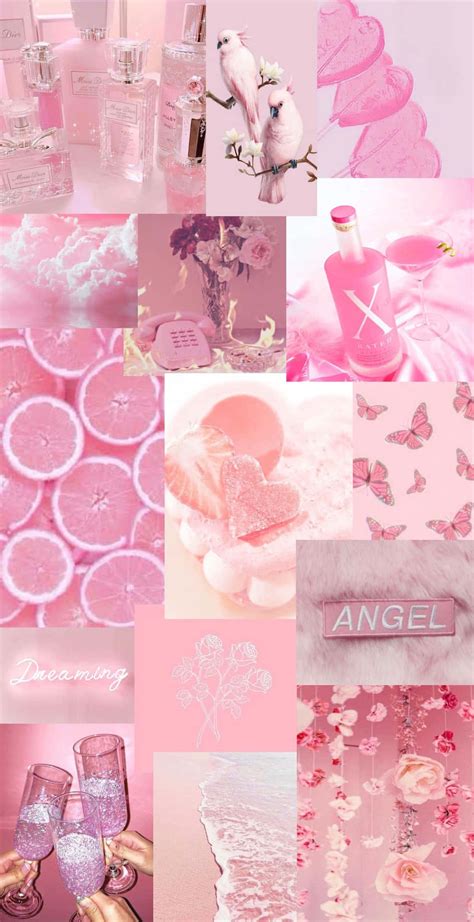 Download Pink Aesthetic Collage Lemons And Clouds Background | Wallpapers.com