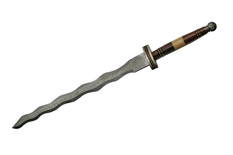 33.75" FLAMBERGE DAMASCUS SWORD - Grey Eagle Trader