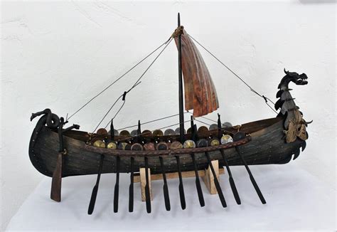 Viking ship model replica made from wrought iron, steel and copper ...